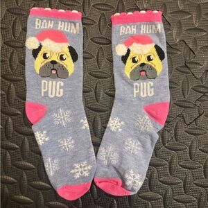 Blue and Pink Pug Socks